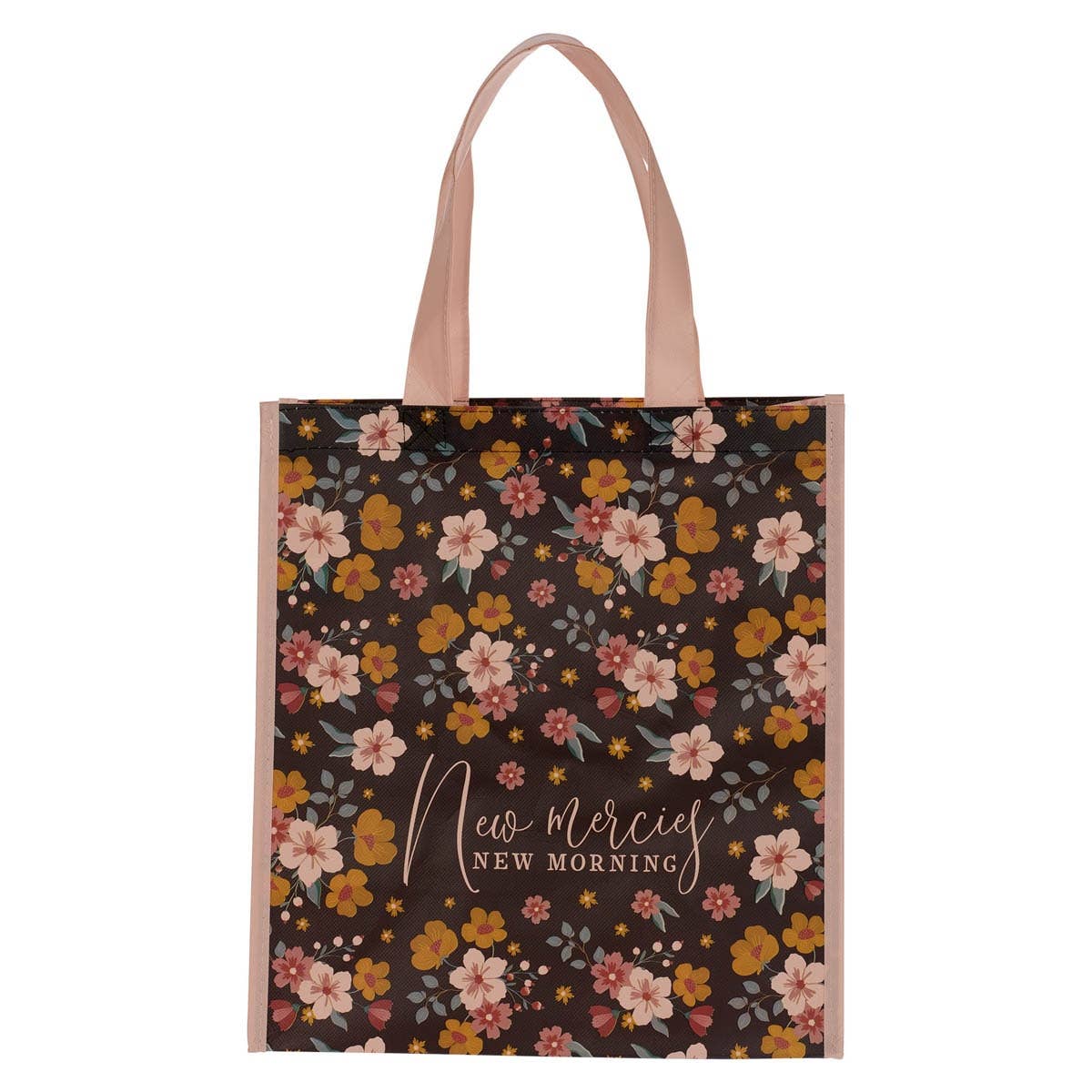 Tote Pink/Brown Floral Printed New Mercies New Morning