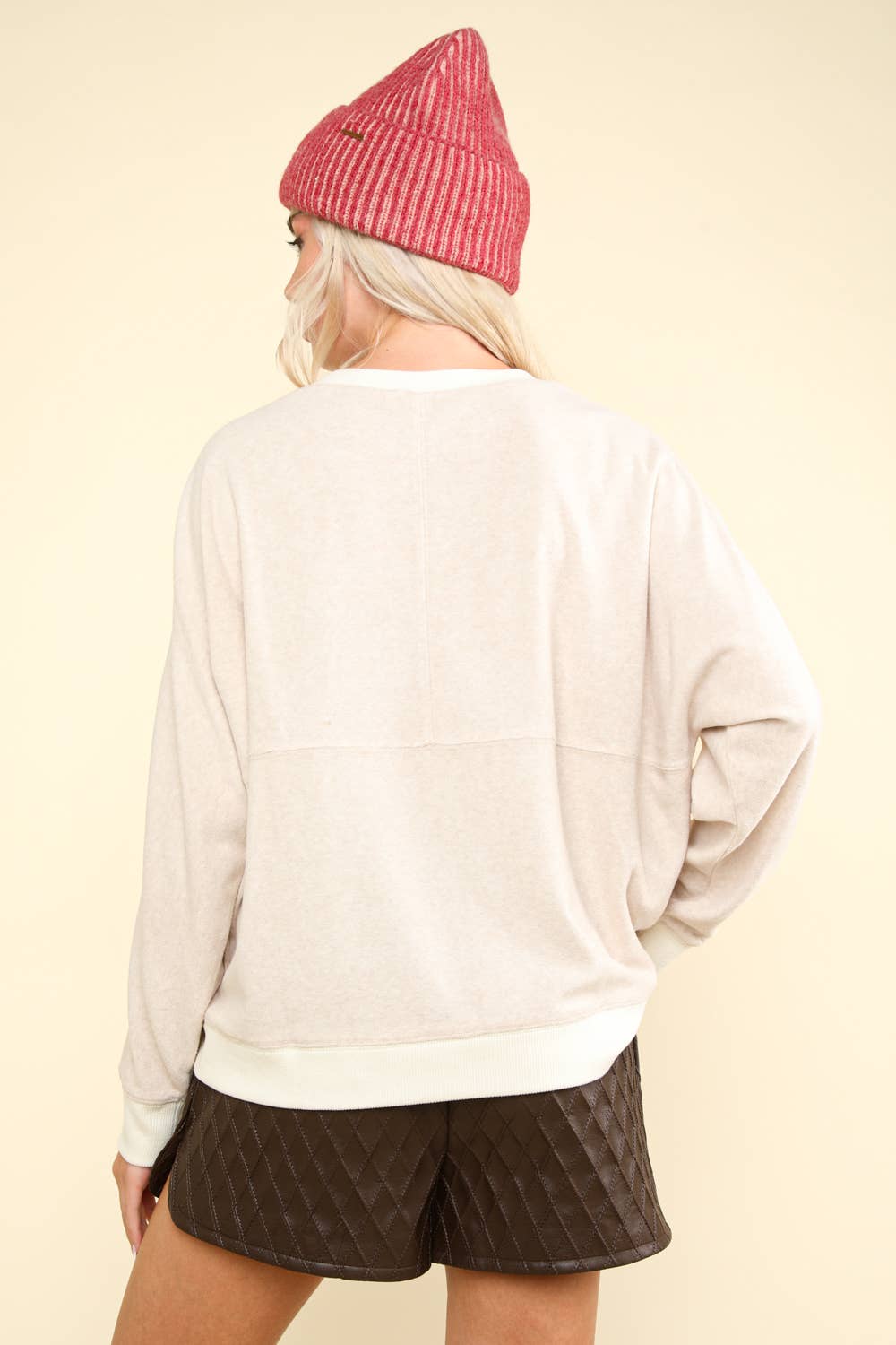 Oversized Comfy Soft Contrast Knit Top