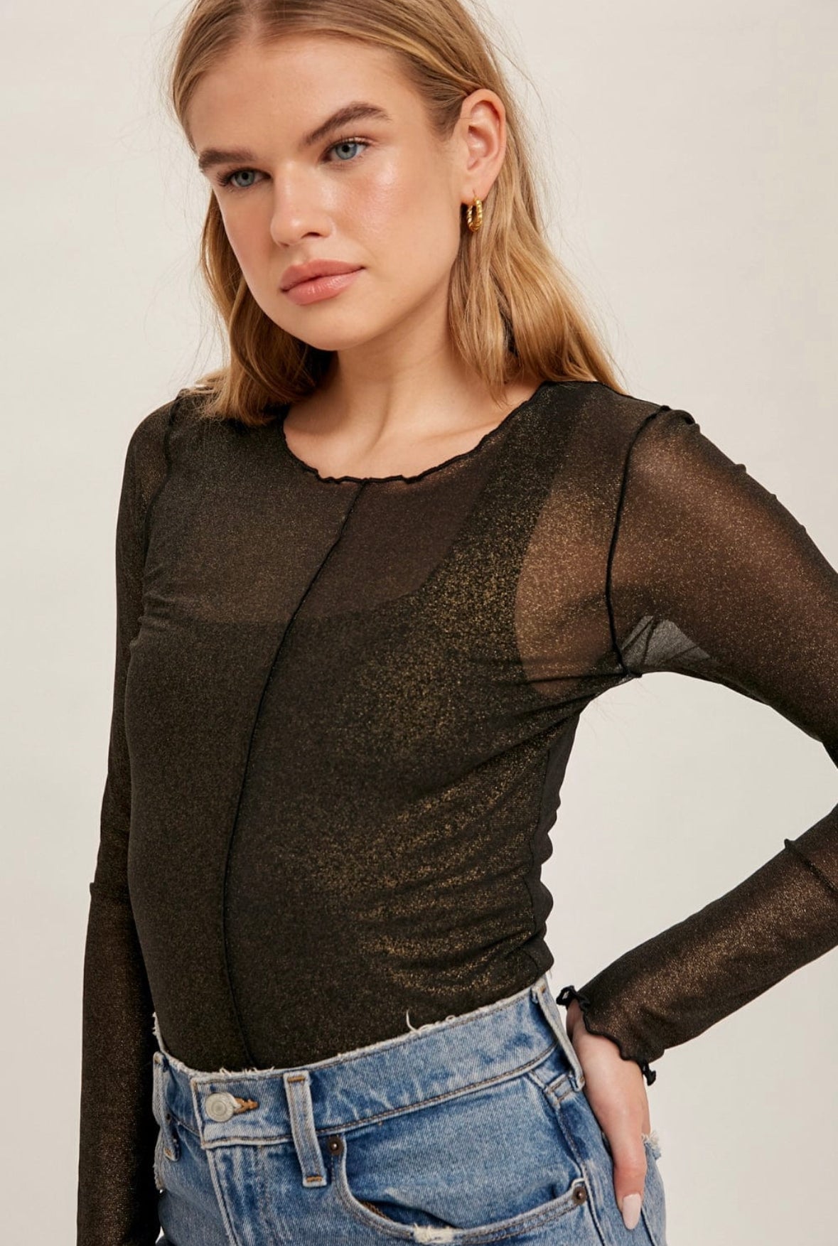 Lettuce Hem Mesh Top