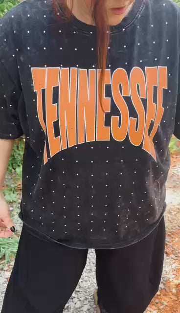 Tennessee Rhinestone Acid Wash Tee